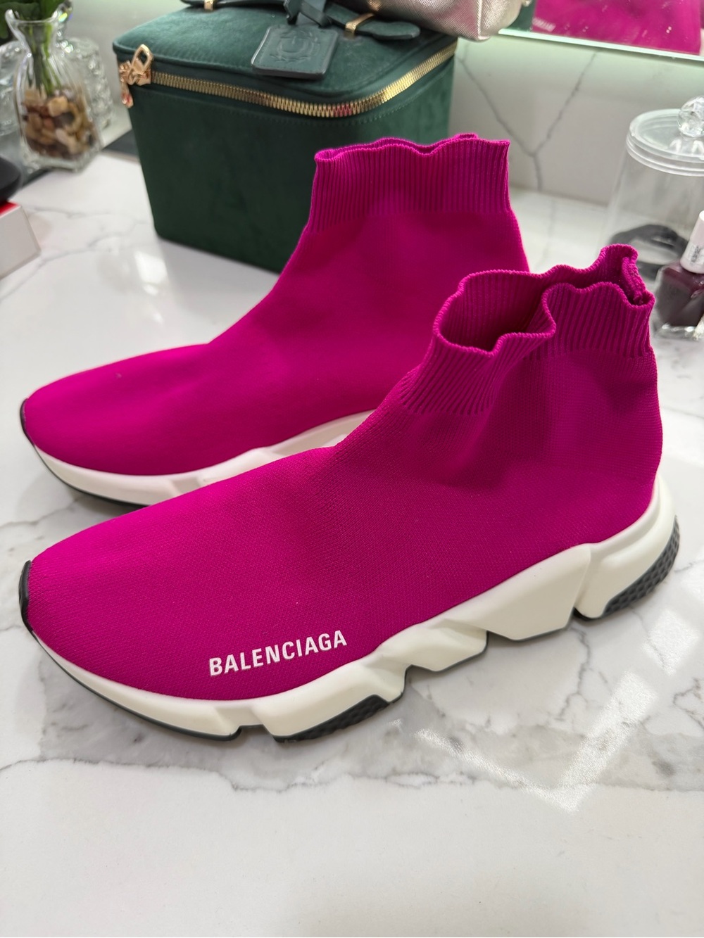 Balenciaga Hot Pink Sock-Speed Trainer Sneakers